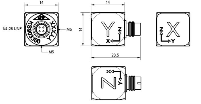 Bản vẽ kỹ thuật cảm biến đo rung 3 trục MMF KS903B10