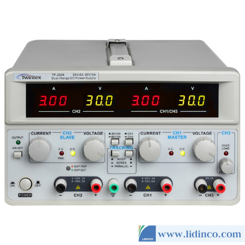 Nguồn DC tuyến tính (30V/ 6A hoặc 60V/3A) Twintex TP-2606